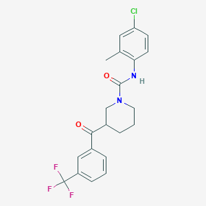 molecular formula C21H20ClF3N2O2 B6088275 N-(4-chloro-2-methylphenyl)-3-[3-(trifluoromethyl)benzoyl]-1-piperidinecarboxamide 