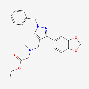 molecular formula C23H25N3O4 B6088360 ethyl N-{[3-(1,3-benzodioxol-5-yl)-1-benzyl-1H-pyrazol-4-yl]methyl}-N-methylglycinate 