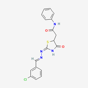 molecular formula C18H15ClN4O2S B6088364 2-{2-[(3-chlorobenzylidene)hydrazono]-4-oxo-1,3-thiazolidin-5-yl}-N-phenylacetamide 