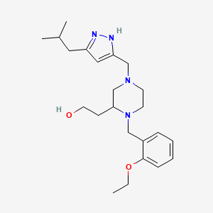 molecular formula C23H36N4O2 B6088371 2-{1-(2-ethoxybenzyl)-4-[(5-isobutyl-1H-pyrazol-3-yl)methyl]-2-piperazinyl}ethanol 