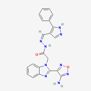 molecular formula C21H17N9O2 B6088396 2-[2-(4-amino-1,2,5-oxadiazol-3-yl)-1H-benzimidazol-1-yl]-N'-[(3-phenyl-1H-pyrazol-4-yl)methylene]acetohydrazide 
