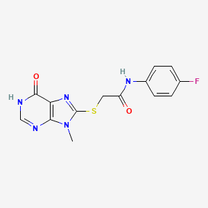 molecular formula C14H12FN5O2S B6088408 N-(4-fluorophenyl)-2-[(9-methyl-6-oxo-6,9-dihydro-1H-purin-8-yl)thio]acetamide 
