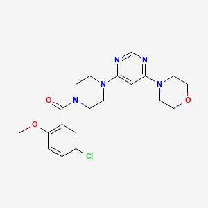 molecular formula C20H24ClN5O3 B6088448 4-{6-[4-(5-chloro-2-methoxybenzoyl)-1-piperazinyl]-4-pyrimidinyl}morpholine 