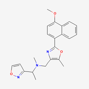 molecular formula C22H23N3O3 B6088465 1-(3-isoxazolyl)-N-{[2-(4-methoxy-1-naphthyl)-5-methyl-1,3-oxazol-4-yl]methyl}-N-methylethanamine 