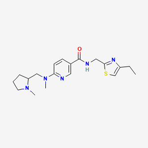 molecular formula C19H27N5OS B6088498 N-[(4-ethyl-1,3-thiazol-2-yl)methyl]-6-{methyl[(1-methyl-2-pyrrolidinyl)methyl]amino}nicotinamide 