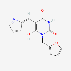 molecular formula C14H11N3O4 B6088539 1-(2-furylmethyl)-5-(1H-pyrrol-2-ylmethylene)-2,4,6(1H,3H,5H)-pyrimidinetrione 