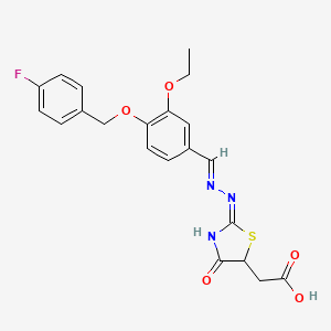 molecular formula C21H20FN3O5S B6088560 [2-({3-ethoxy-4-[(4-fluorobenzyl)oxy]benzylidene}hydrazono)-4-oxo-1,3-thiazolidin-5-yl]acetic acid 