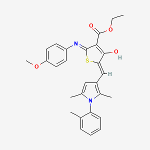 molecular formula C28H28N2O4S B6088566 ethyl 5-{[2,5-dimethyl-1-(2-methylphenyl)-1H-pyrrol-3-yl]methylene}-2-[(4-methoxyphenyl)amino]-4-oxo-4,5-dihydro-3-thiophenecarboxylate 