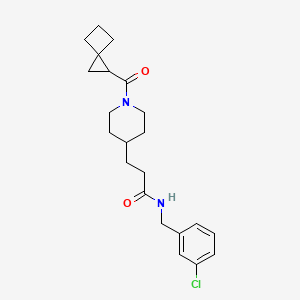 molecular formula C22H29ClN2O2 B6088614 N-(3-chlorobenzyl)-3-[1-(spiro[2.3]hex-1-ylcarbonyl)-4-piperidinyl]propanamide 
