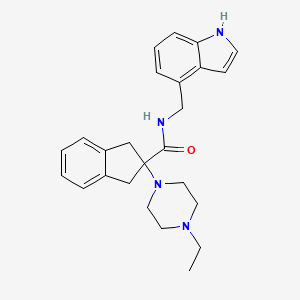 molecular formula C25H30N4O B6088647 2-(4-ethyl-1-piperazinyl)-N-(1H-indol-4-ylmethyl)-2-indanecarboxamide 