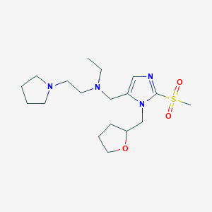 molecular formula C18H32N4O3S B6088672 N-ethyl-N-{[2-(methylsulfonyl)-1-(tetrahydro-2-furanylmethyl)-1H-imidazol-5-yl]methyl}-2-(1-pyrrolidinyl)ethanamine 