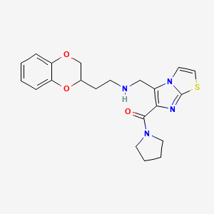 molecular formula C21H24N4O3S B6088703 2-(2,3-dihydro-1,4-benzodioxin-2-yl)-N-{[6-(1-pyrrolidinylcarbonyl)imidazo[2,1-b][1,3]thiazol-5-yl]methyl}ethanamine 