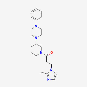 molecular formula C22H31N5O B6088789 1-{1-[3-(2-methyl-1H-imidazol-1-yl)propanoyl]-3-piperidinyl}-4-phenylpiperazine 