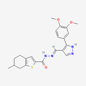 molecular formula C22H24N4O3S B6088800 N'-{[3-(3,4-dimethoxyphenyl)-1H-pyrazol-4-yl]methylene}-6-methyl-4,5,6,7-tetrahydro-1-benzothiophene-2-carbohydrazide 