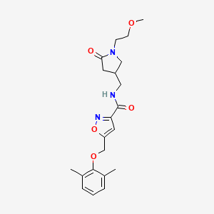 molecular formula C21H27N3O5 B6088808 5-[(2,6-dimethylphenoxy)methyl]-N-{[1-(2-methoxyethyl)-5-oxo-3-pyrrolidinyl]methyl}-3-isoxazolecarboxamide 