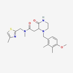 molecular formula C22H30N4O3S B6088811 2-[1-(4-methoxy-2,3-dimethylbenzyl)-3-oxo-2-piperazinyl]-N-methyl-N-[(4-methyl-1,3-thiazol-2-yl)methyl]acetamide 
