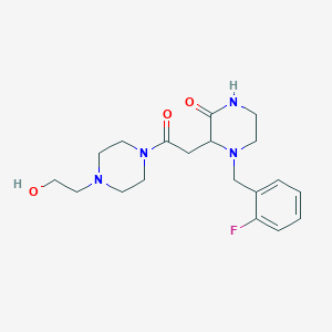 molecular formula C19H27FN4O3 B6088826 4-(2-fluorobenzyl)-3-{2-[4-(2-hydroxyethyl)-1-piperazinyl]-2-oxoethyl}-2-piperazinone 
