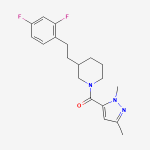 molecular formula C19H23F2N3O B6088846 3-[2-(2,4-difluorophenyl)ethyl]-1-[(1,3-dimethyl-1H-pyrazol-5-yl)carbonyl]piperidine 