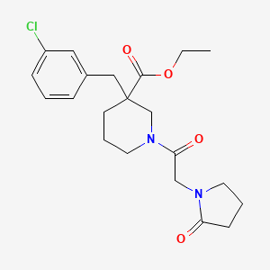 molecular formula C21H27ClN2O4 B6088868 ethyl 3-(3-chlorobenzyl)-1-[(2-oxo-1-pyrrolidinyl)acetyl]-3-piperidinecarboxylate 