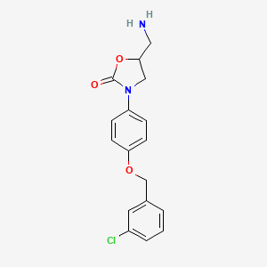 molecular formula C17H17ClN2O3 B608887 2-恶唑烷酮，5-(氨基甲基)-3-(4-((3-氯苯基)甲氧基)苯基)- CAS No. 73423-35-5