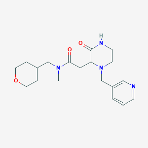 molecular formula C19H28N4O3 B6088877 N-methyl-2-[3-oxo-1-(3-pyridinylmethyl)-2-piperazinyl]-N-(tetrahydro-2H-pyran-4-ylmethyl)acetamide 
