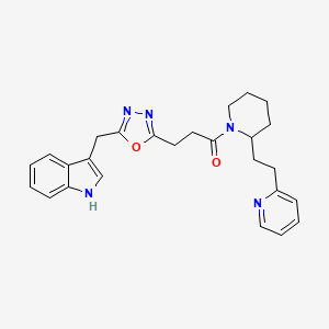 3-{[5-(3-oxo-3-{2-[2-(2-pyridinyl)ethyl]-1-piperidinyl}propyl)-1,3,4-oxadiazol-2-yl]methyl}-1H-indole