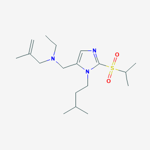 molecular formula C18H33N3O2S B6088893 N-ethyl-N-{[2-(isopropylsulfonyl)-1-(3-methylbutyl)-1H-imidazol-5-yl]methyl}-2-methyl-2-propen-1-amine 