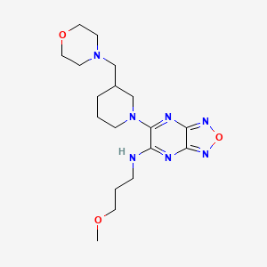 molecular formula C18H29N7O3 B6088903 N-(3-methoxypropyl)-6-[3-(4-morpholinylmethyl)-1-piperidinyl][1,2,5]oxadiazolo[3,4-b]pyrazin-5-amine 