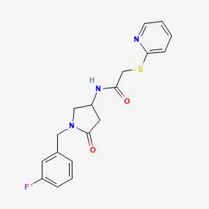 molecular formula C18H18FN3O2S B6088957 N-[1-(3-fluorobenzyl)-5-oxo-3-pyrrolidinyl]-2-(2-pyridinylthio)acetamide 