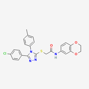 molecular formula C25H21ClN4O3S B6088964 2-{[5-(4-chlorophenyl)-4-(4-methylphenyl)-4H-1,2,4-triazol-3-yl]thio}-N-(2,3-dihydro-1,4-benzodioxin-6-yl)acetamide CAS No. 477331-34-3