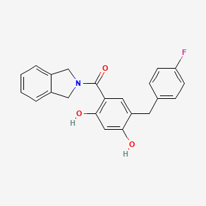 molecular formula C22H18FNO3 B608903 1,3-二氢异吲哚-2-基-[5-[(4-氟苯基)甲基]-2,4-二羟基苯基]甲苯酮 CAS No. 2134571-29-0