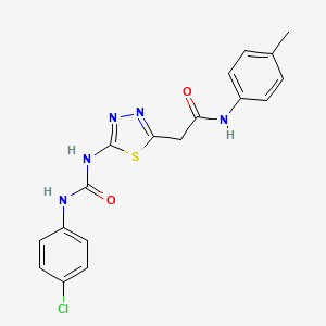 molecular formula C18H16ClN5O2S B6089033 2-[5-({[(4-chlorophenyl)amino]carbonyl}amino)-1,3,4-thiadiazol-2-yl]-N-(4-methylphenyl)acetamide 