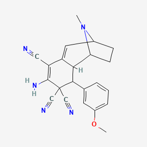 molecular formula C22H21N5O B6089110 5-amino-3-(3-methoxyphenyl)-12-methyl-12-azatricyclo[7.2.1.0~2,7~]dodeca-5,7-diene-4,4,6-tricarbonitrile 