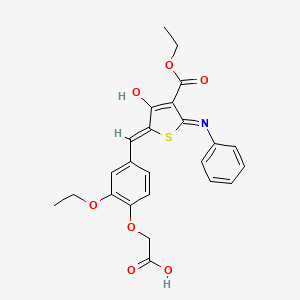 molecular formula C24H23NO7S B6089137 (4-{[5-anilino-4-(ethoxycarbonyl)-3-oxo-2(3H)-thienylidene]methyl}-2-ethoxyphenoxy)acetic acid 