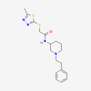 molecular formula C18H24N4OS2 B6089147 2-[(5-methyl-1,3,4-thiadiazol-2-yl)thio]-N-[1-(2-phenylethyl)-3-piperidinyl]acetamide 