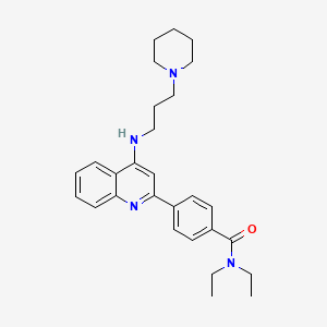 molecular formula C28H36N4O B608922 N,N-二乙基-4-(4-((3-(哌啶-1-基)丙基)氨基)喹啉-2-基)苯甲酰胺 CAS No. 1908414-82-3