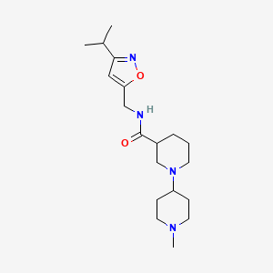 molecular formula C19H32N4O2 B6089230 N-[(3-isopropyl-5-isoxazolyl)methyl]-1'-methyl-1,4'-bipiperidine-3-carboxamide 