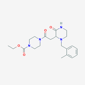 molecular formula C21H30N4O4 B6089237 ethyl 4-{[1-(2-methylbenzyl)-3-oxo-2-piperazinyl]acetyl}-1-piperazinecarboxylate 