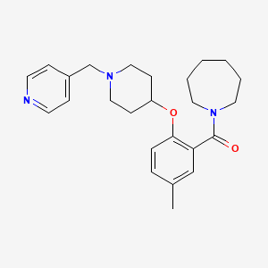 molecular formula C25H33N3O2 B6089246 1-(5-methyl-2-{[1-(4-pyridinylmethyl)-4-piperidinyl]oxy}benzoyl)azepane 