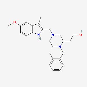 molecular formula C25H33N3O2 B6089248 2-[4-[(5-methoxy-3-methyl-1H-indol-2-yl)methyl]-1-(2-methylbenzyl)-2-piperazinyl]ethanol 