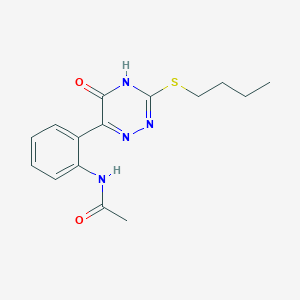 molecular formula C15H18N4O2S B6089292 N-{2-[3-(butylthio)-5-hydroxy-1,2,4-triazin-6-yl]phenyl}acetamide 