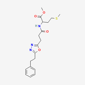 molecular formula C19H25N3O4S B6089332 methyl N-{3-[5-(2-phenylethyl)-1,3,4-oxadiazol-2-yl]propanoyl}methioninate 