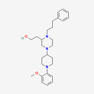 molecular formula C27H39N3O2 B6089347 2-[4-[1-(2-methoxyphenyl)-4-piperidinyl]-1-(3-phenylpropyl)-2-piperazinyl]ethanol 