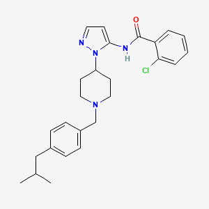 molecular formula C26H31ClN4O B6089356 2-chloro-N-{1-[1-(4-isobutylbenzyl)-4-piperidinyl]-1H-pyrazol-5-yl}benzamide 