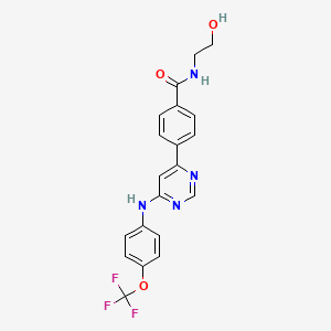 molecular formula C20H17F3N4O3 B608937 N-(2-羟乙基)-4-(6-(4-(三氟甲氧基)苯基氨基)嘧啶-4-基)苯甲酰胺 CAS No. 778274-97-8