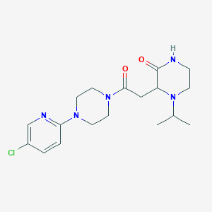 molecular formula C18H26ClN5O2 B6089388 3-{2-[4-(5-chloro-2-pyridinyl)-1-piperazinyl]-2-oxoethyl}-4-isopropyl-2-piperazinone 