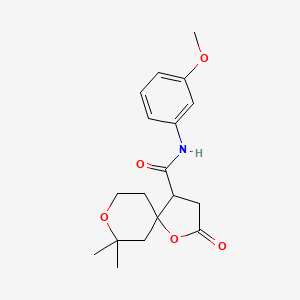 molecular formula C18H23NO5 B6089392 N-(3-methoxyphenyl)-7,7-dimethyl-2-oxo-1,8-dioxaspiro[4.5]decane-4-carboxamide 