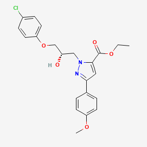 molecular formula C22H23ClN2O5 B608940 ethyl 2-[(2S)-3-(4-chlorophenoxy)-2-hydroxypropyl]-5-(4-methoxyphenyl)pyrazole-3-carboxylate CAS No. 1802997-81-4