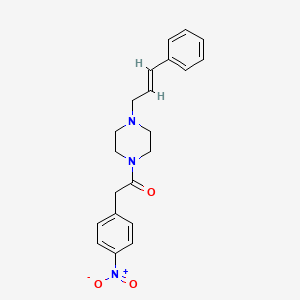 molecular formula C21H23N3O3 B6089413 1-[(4-nitrophenyl)acetyl]-4-(3-phenyl-2-propen-1-yl)piperazine 