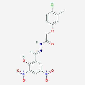 molecular formula C16H13ClN4O7 B6089429 2-(4-chloro-3-methylphenoxy)-N'-(2-hydroxy-3,5-dinitrobenzylidene)acetohydrazide 